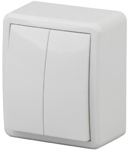 Выключатель накладной Эра Эксперт 2-кл. белый картинка